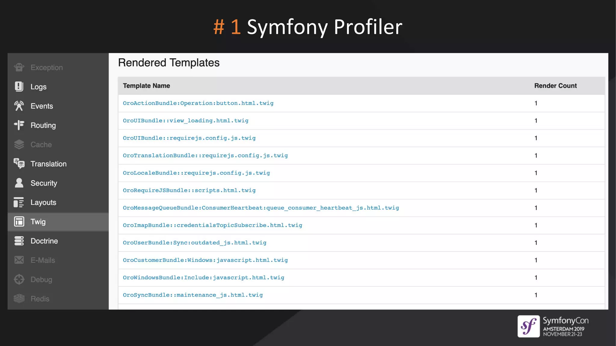 # 1 Symfony Profiler
 