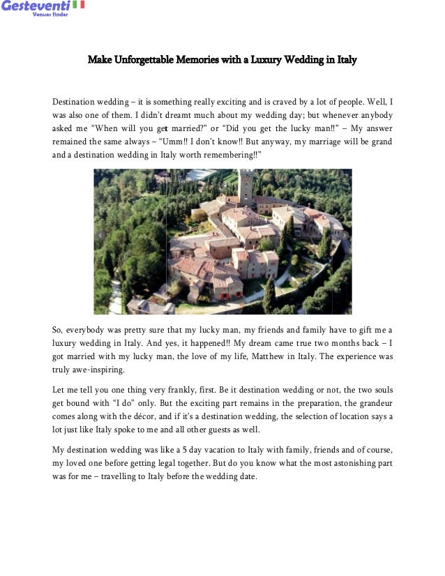 Make Unforgettable Memories With A Luxury Wedding In Italy