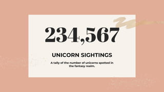UNICORN SIGHTINGS
A tally of the number of unicorns spotted in
the fantasy realm.
 