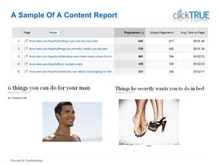 Private & Confidential
A Sample Of A Content Report
 