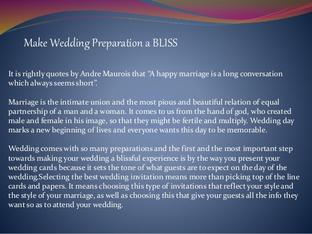 Make Wedding Preparation