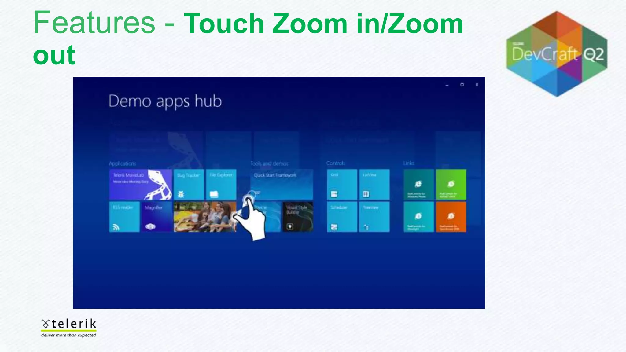 Features - Touch Zoom in/Zoom
out