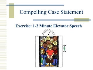 Compelling Case Statement 
Exercise: 1-2 Minute Elevator Speech 
 
