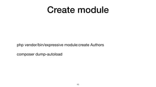 Create module
php vendor/bin/expressive module:create Authors

composer dump-autoload
45
 