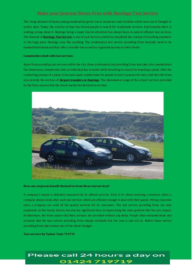 Make your Journey StressFree with Hastings Taxi Service