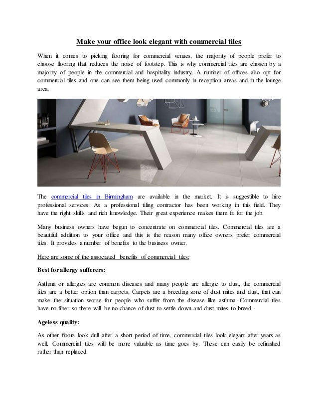 Make Your Office Look Elegant With Commercial Tiles