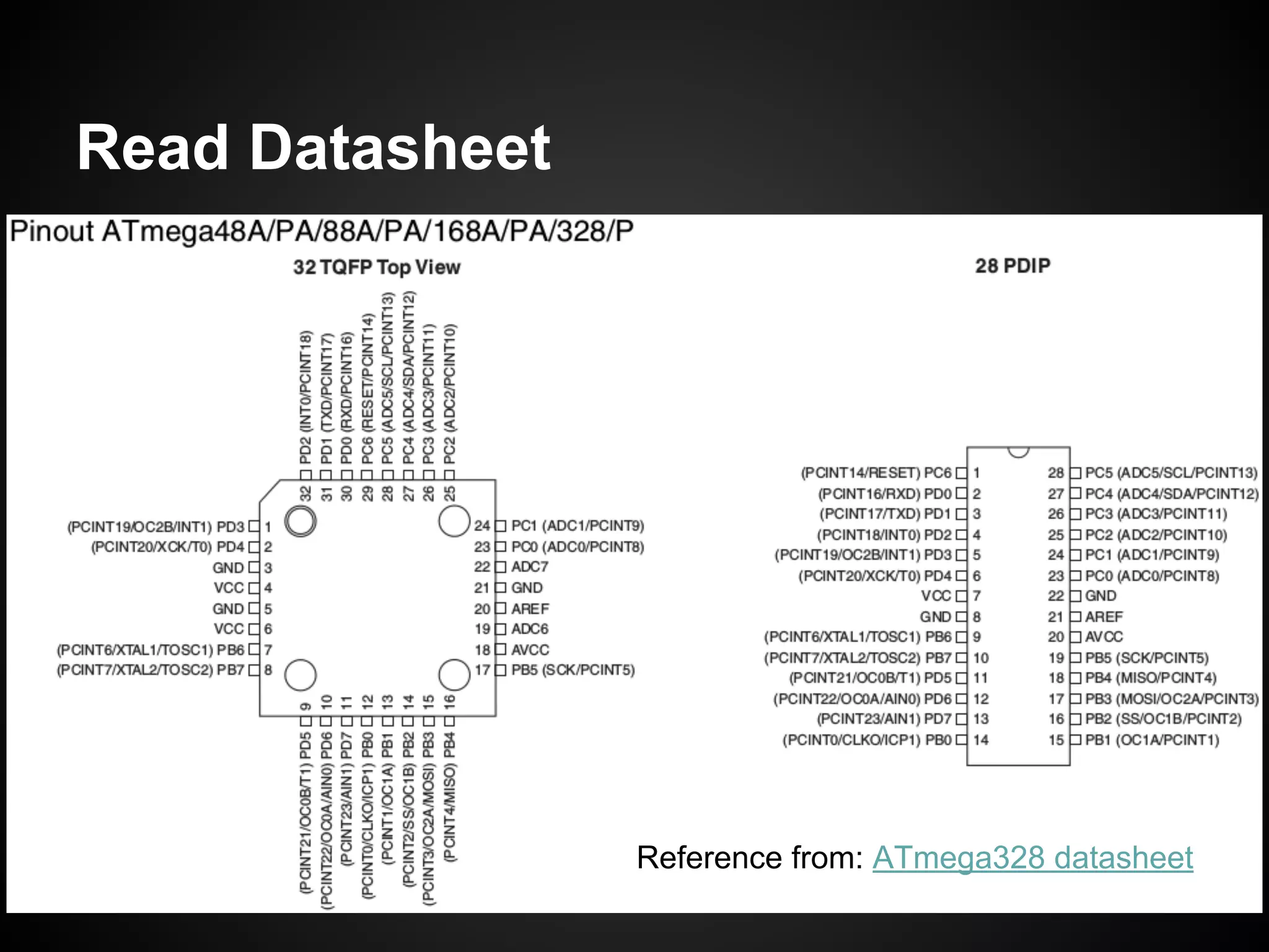 Read Datasheet
Reference from: ATmega328 datasheet
 