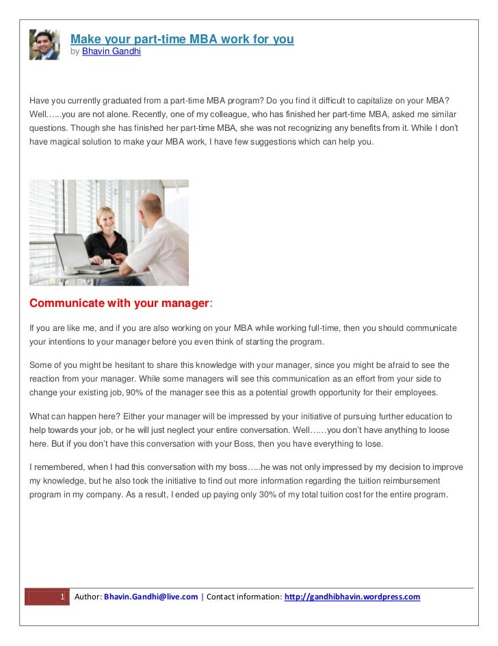 Make Your Part Time Mba Work For You - 