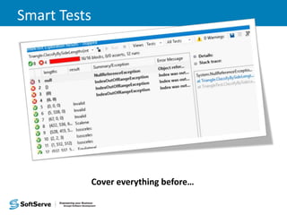 Smart Tests
Cover everything before…
 