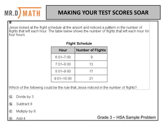 MAKING	YOUR	TEST	SCORES	SOAR	
Grade 3 – HSA Sample Problem
 
