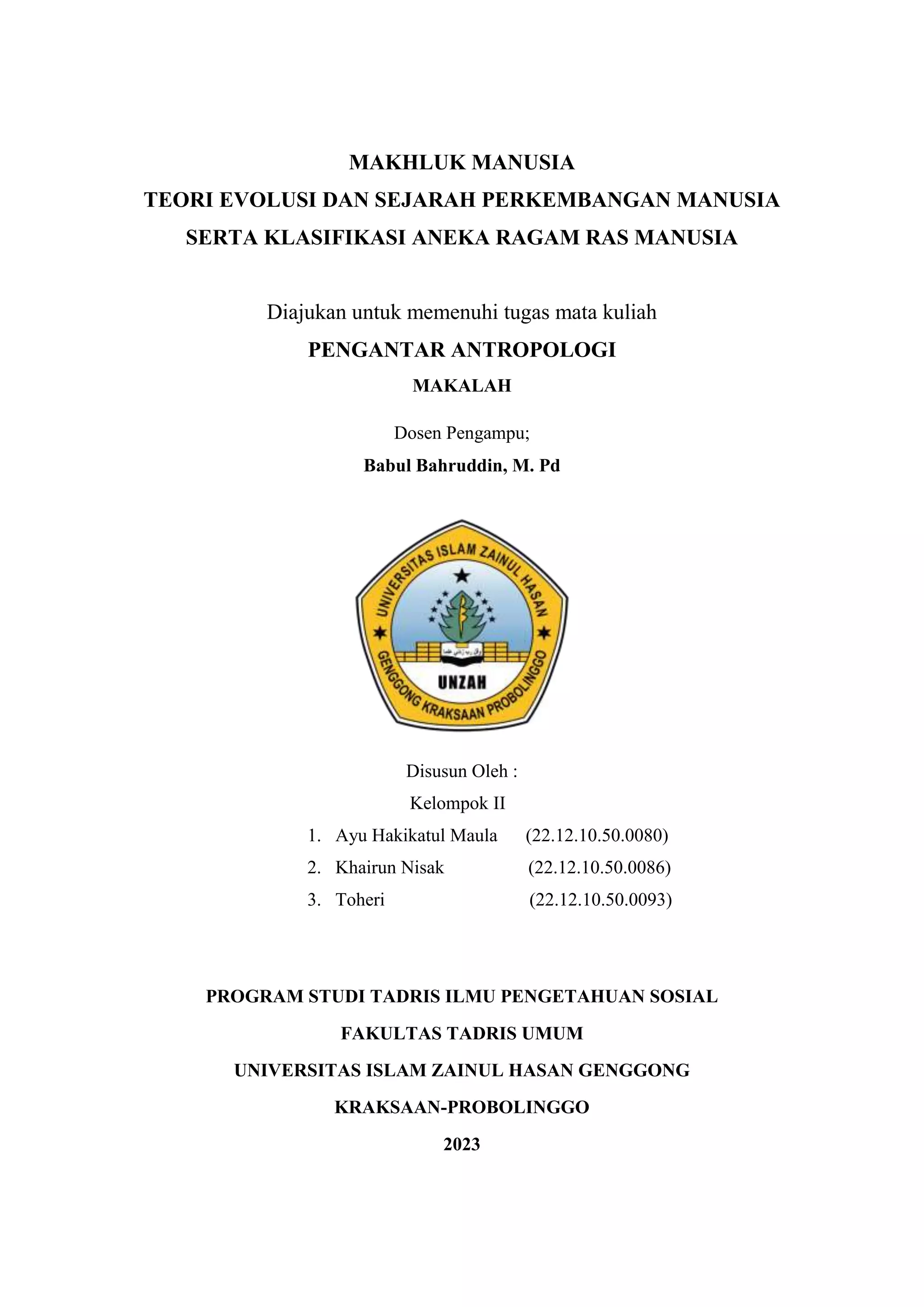 Makhluk Manusia Teori Evolusi dan Sejarah Perkembangan Manusia Serta ...