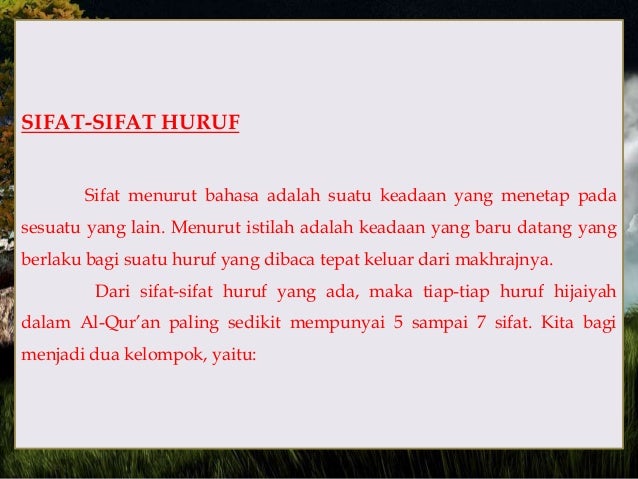 Makhorijul Huruf dan Sifatul Huruf