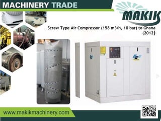 22
Screw Type Air Compressor (158 m3/h, 10 bar) to Ghana
(2012)
 