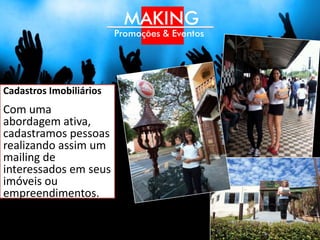Telemarketing: Ações de Telemarketing ativo e ou
receptivo, com script elaborado de acordo com as necessidades
e objetivos dos nosso clientes.
Enviamos relatórios diários com os resultados da ação.
 