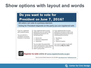 Show options with layout and words
 