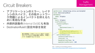 Istio - Creating circuit breaking policies
https://istio.io/docs/tasks/traffic-management/circuit-breaking.html
 
