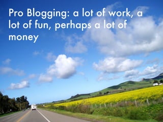 Pro Blogging: a lot of work, a lot of fun, perhaps a lot of money  