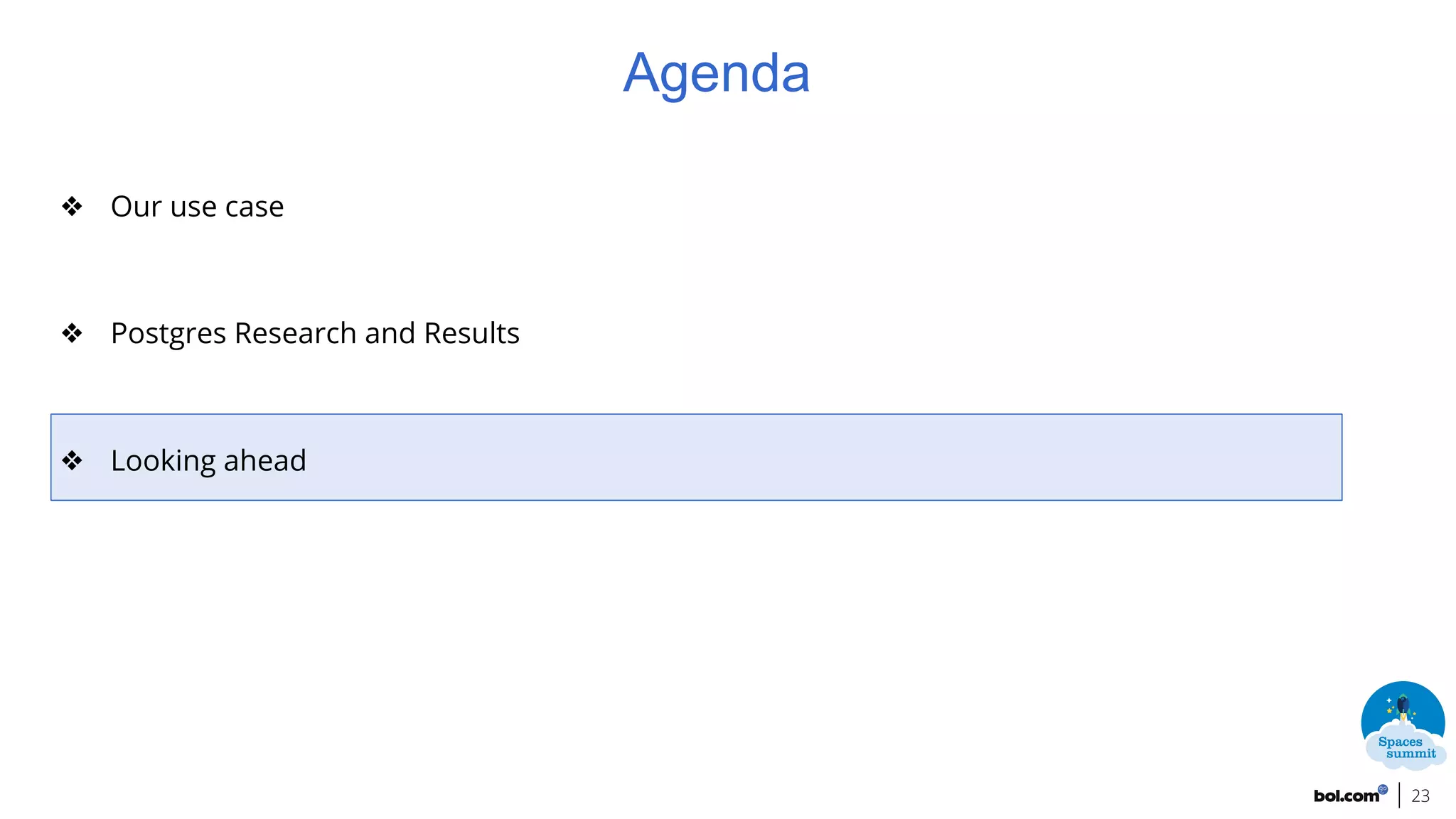 ❖ Our use case
❖ Postgres Research and Results
❖ Looking ahead
23
Agenda
 