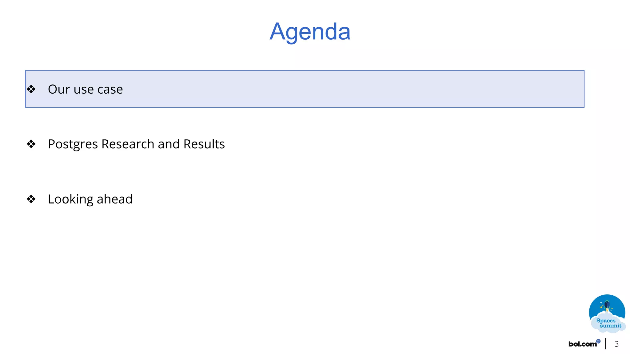 ❖ Our use case
❖ Postgres Research and Results
❖ Looking ahead
3
Agenda
 