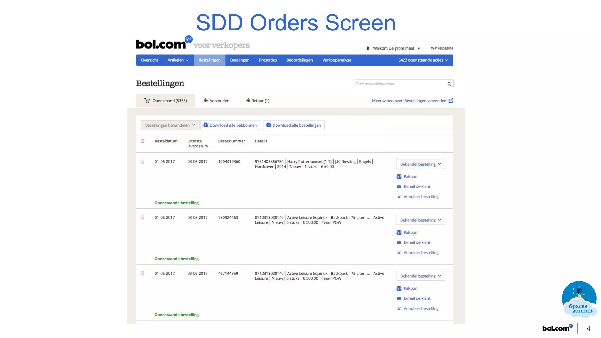 4
SDD Orders Screen
 