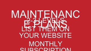 2-3 LEVELS
LIST THEM ON
YOUR WEBSITE
MONTHLY
 