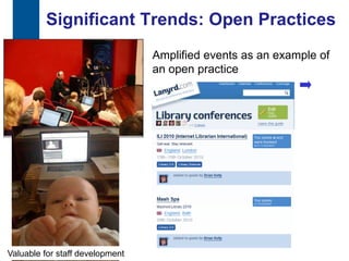 Significant Trends: Open Practices
                                 Amplified events as an example of
                                 an open practice




Valuable for staff development
56
 