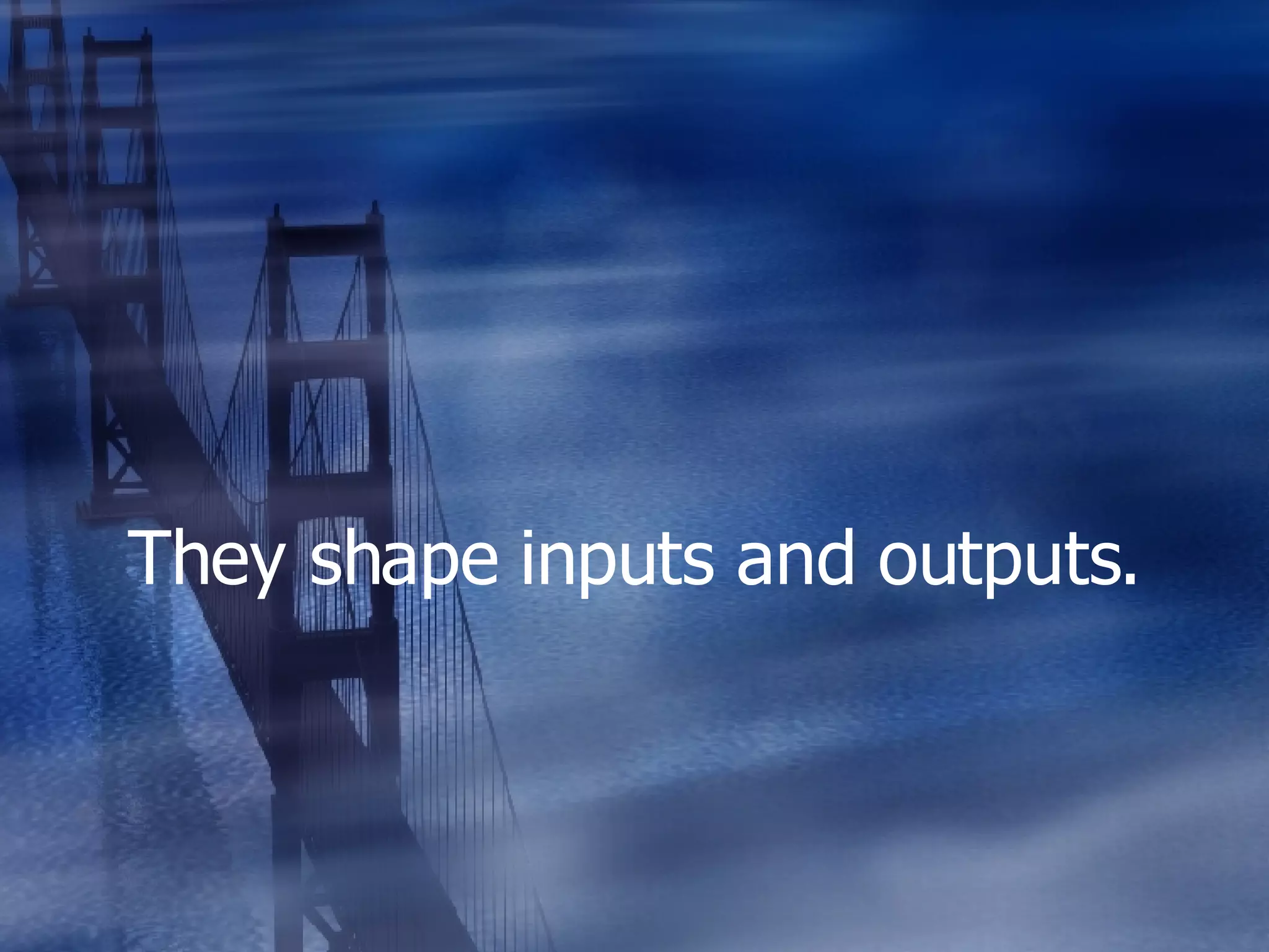 They shape inputs and outputs. 
