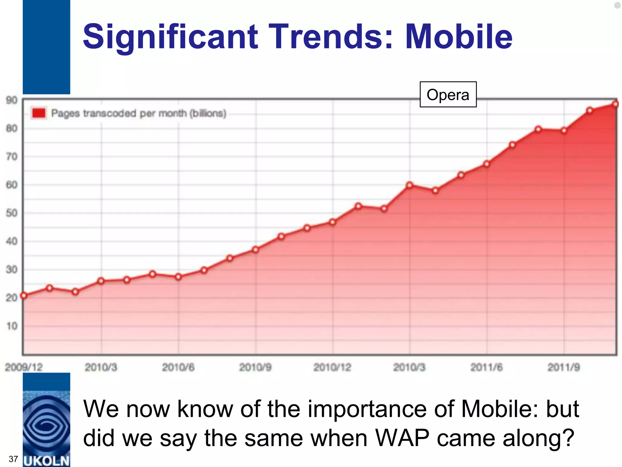 Significant Trends: Mobile
                                   Opera




     We now know of the importance of Mobile: but
     did we say the same when WAP came along?
37
 