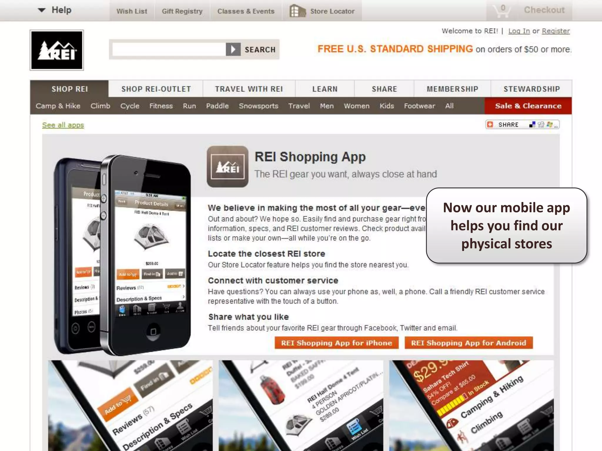 Now our mobile app
 helps you find our
  physical stores
 