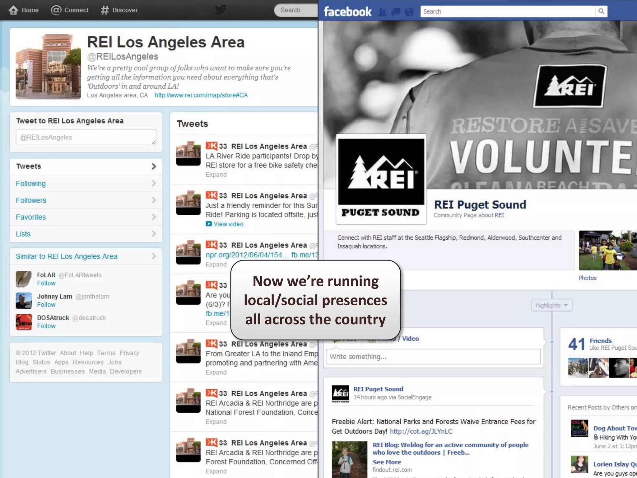 Now we’re running
local/social presences
all across the country
 