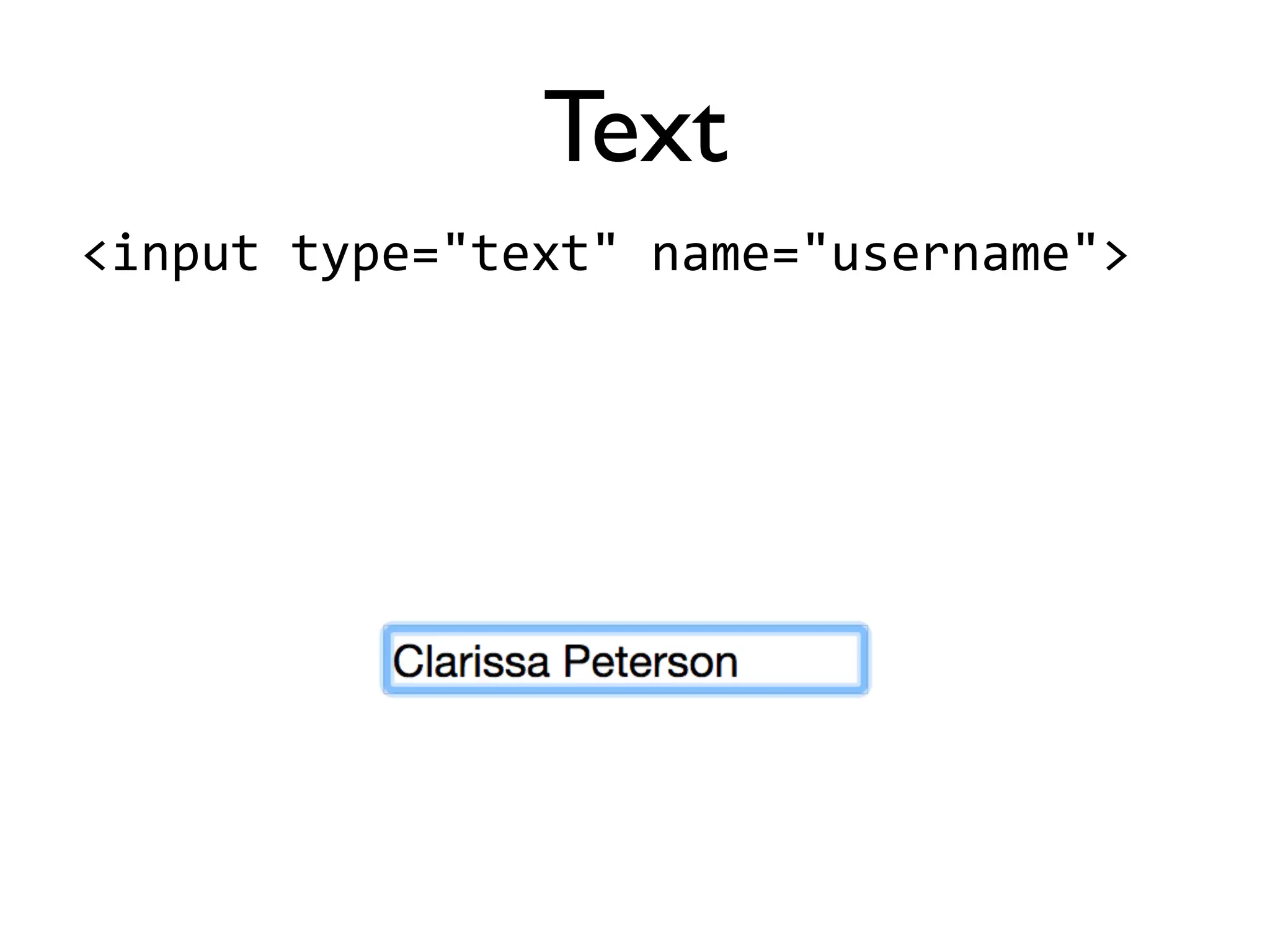 <input'type="text"'name="username">
Text
 