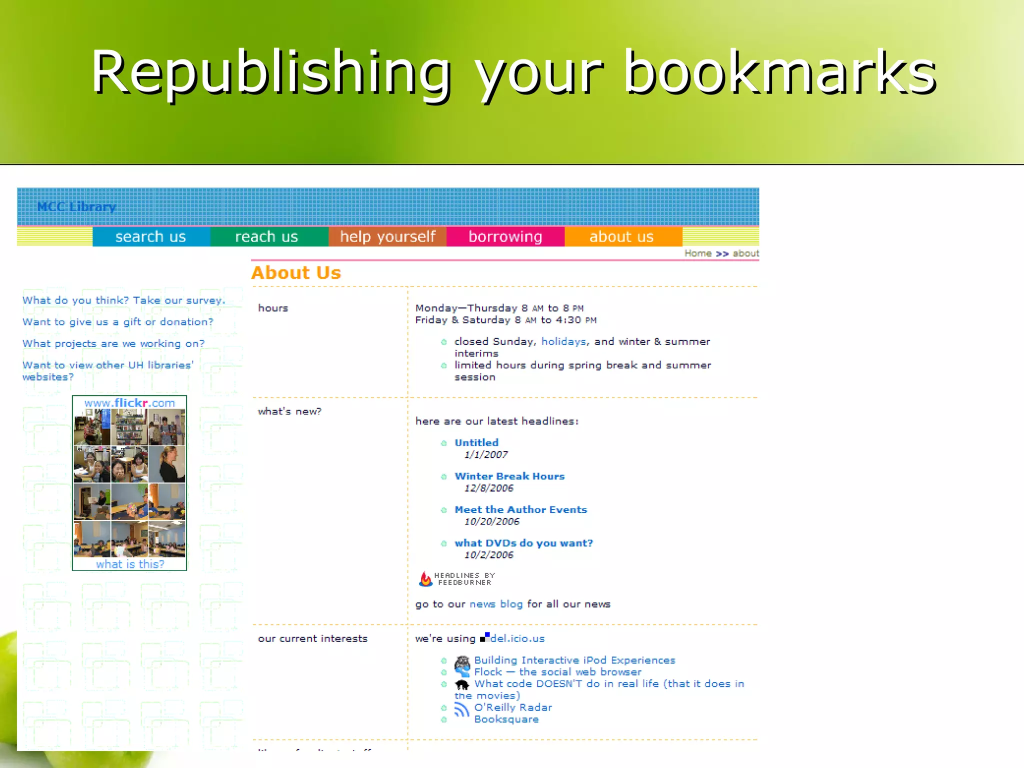 Republishing your bookmarks 