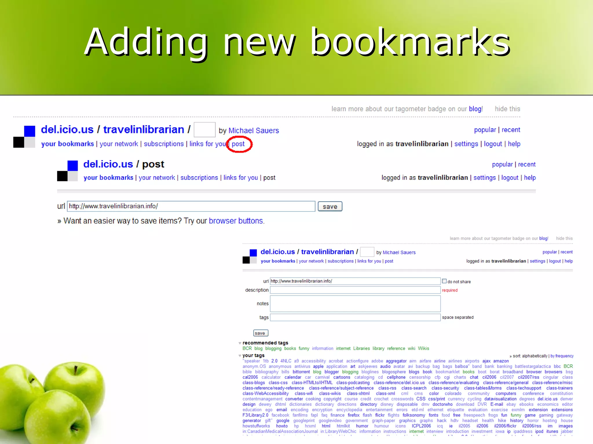 Adding new bookmarks 