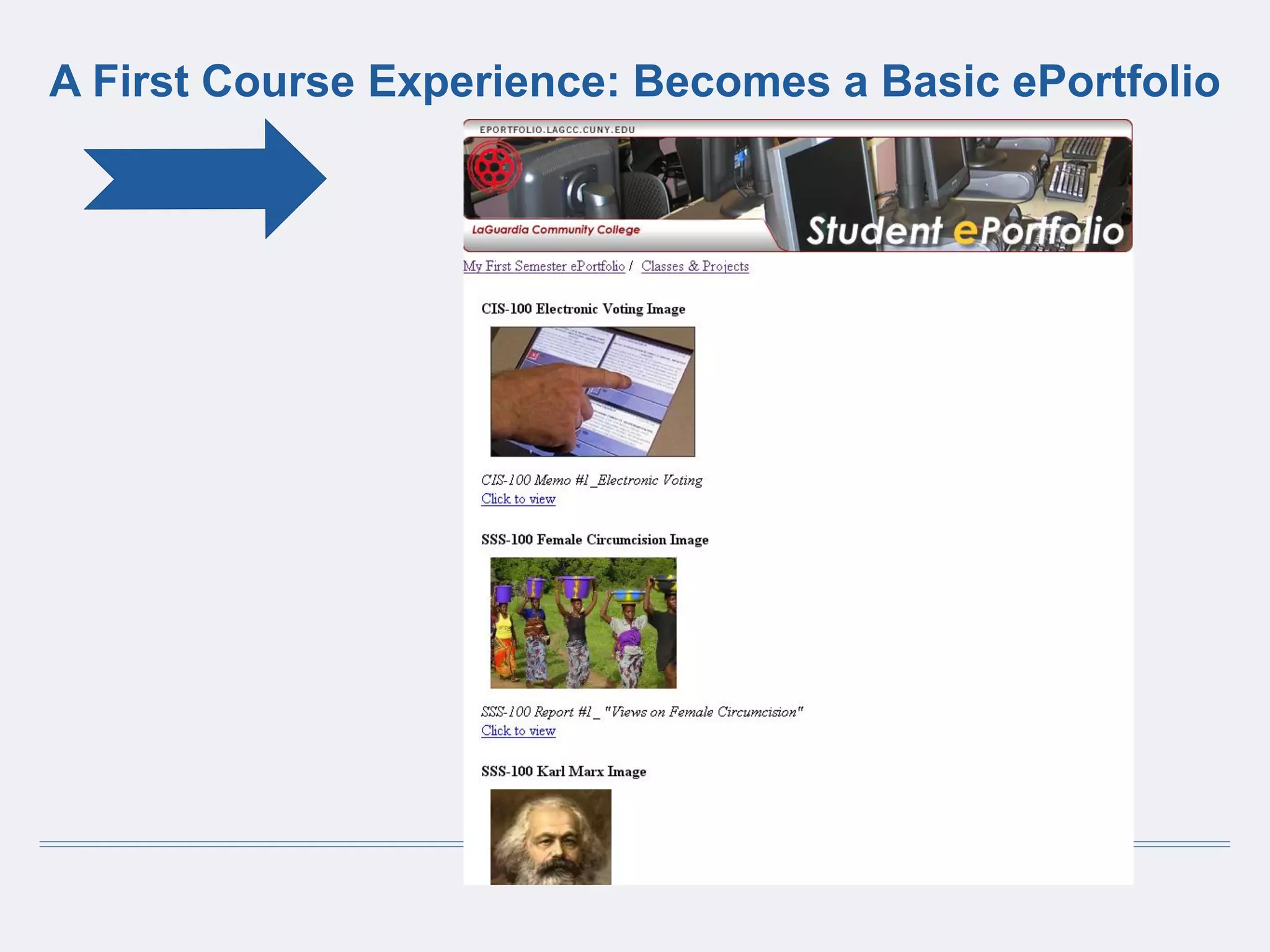 A First Course Experience: Becomes a Basic ePortfolio
 