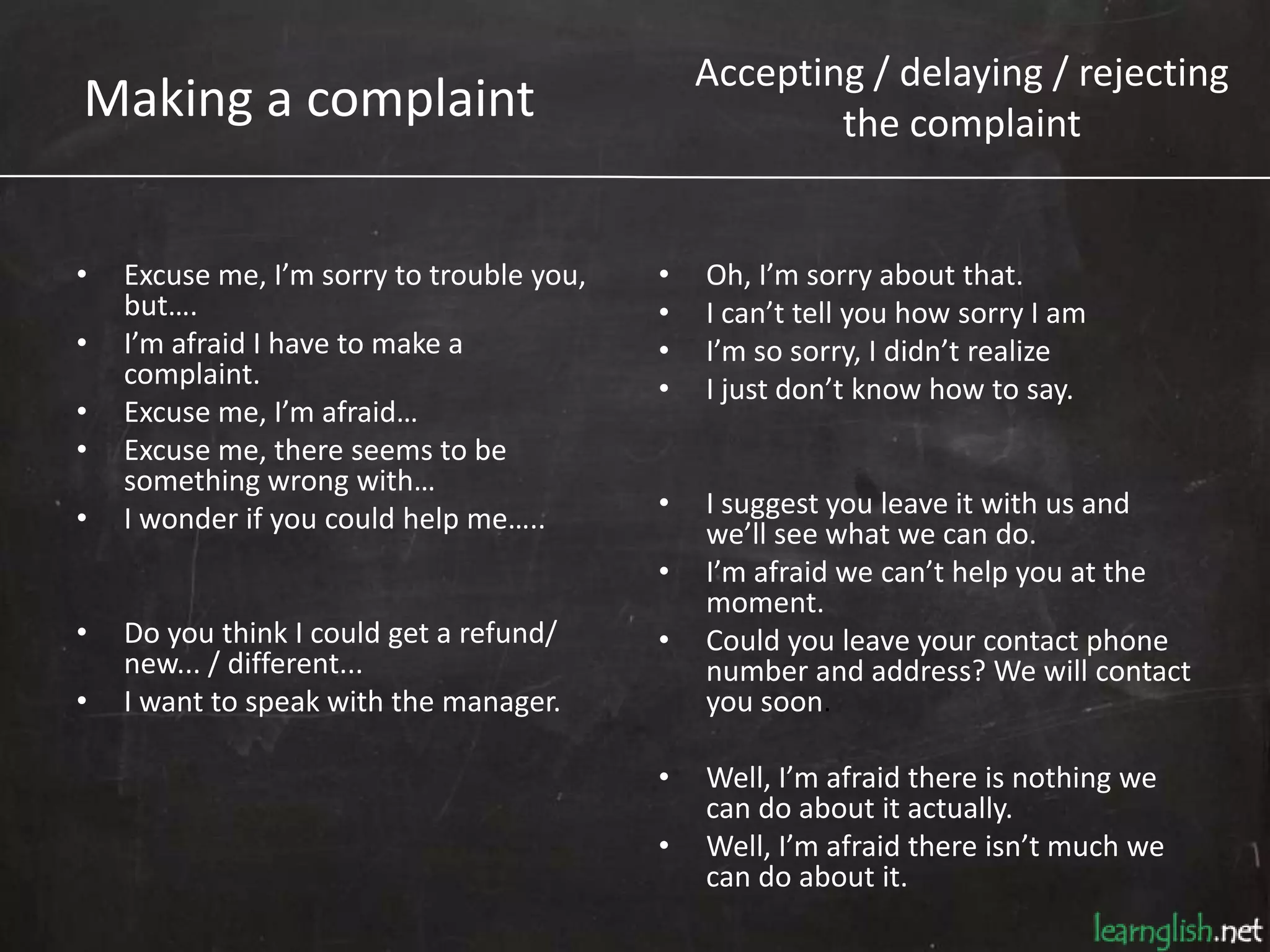 Making a complaint | PPTX
