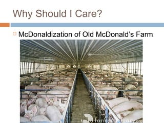 Why Should I Care? 
 McDonaldization of Old McDonald’s Farm 
 