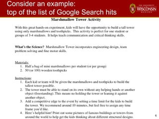 6
Consider an example:
top of the list of Google Search hits
 