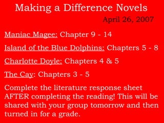 Making a difference novels | PPT