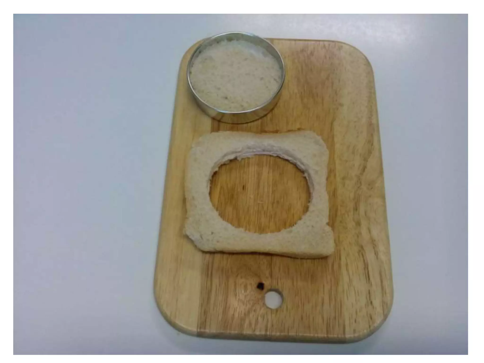 Making a fried egg in a toast - work skill