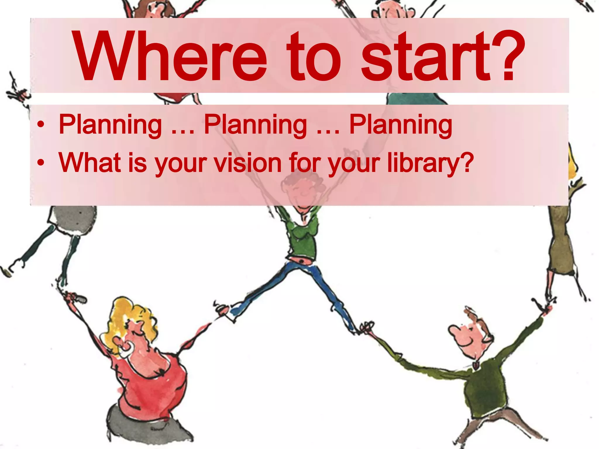 Where to start?
• Planning … Planning … Planning
• What is your vision for your library?
 