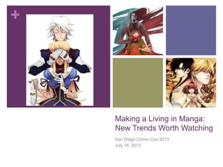 +
Making a Living in Manga:
New Trends Worth Watching
San Diego Comic-Con 2013
July 18, 2013
 