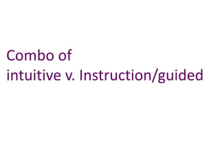 Combo of
intuitive v. Instruction/guided
 