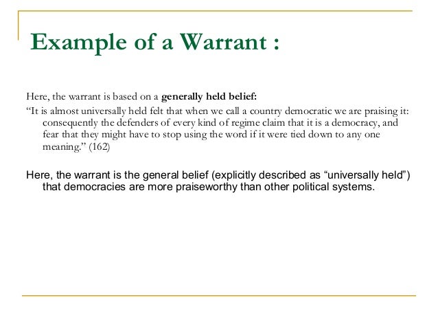 what is a warrant in writing an essay