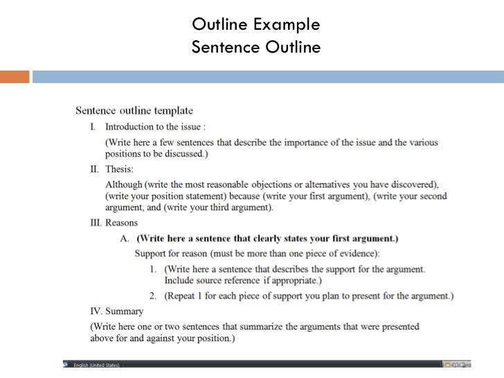 Outline sentence. Outline example. Outline sentence in essay. Blog outline example.