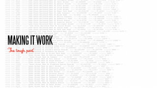 MAKING IT WORK
‘The tough part’
 