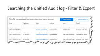 Searching the Unified Audit log - Filter & Export
 