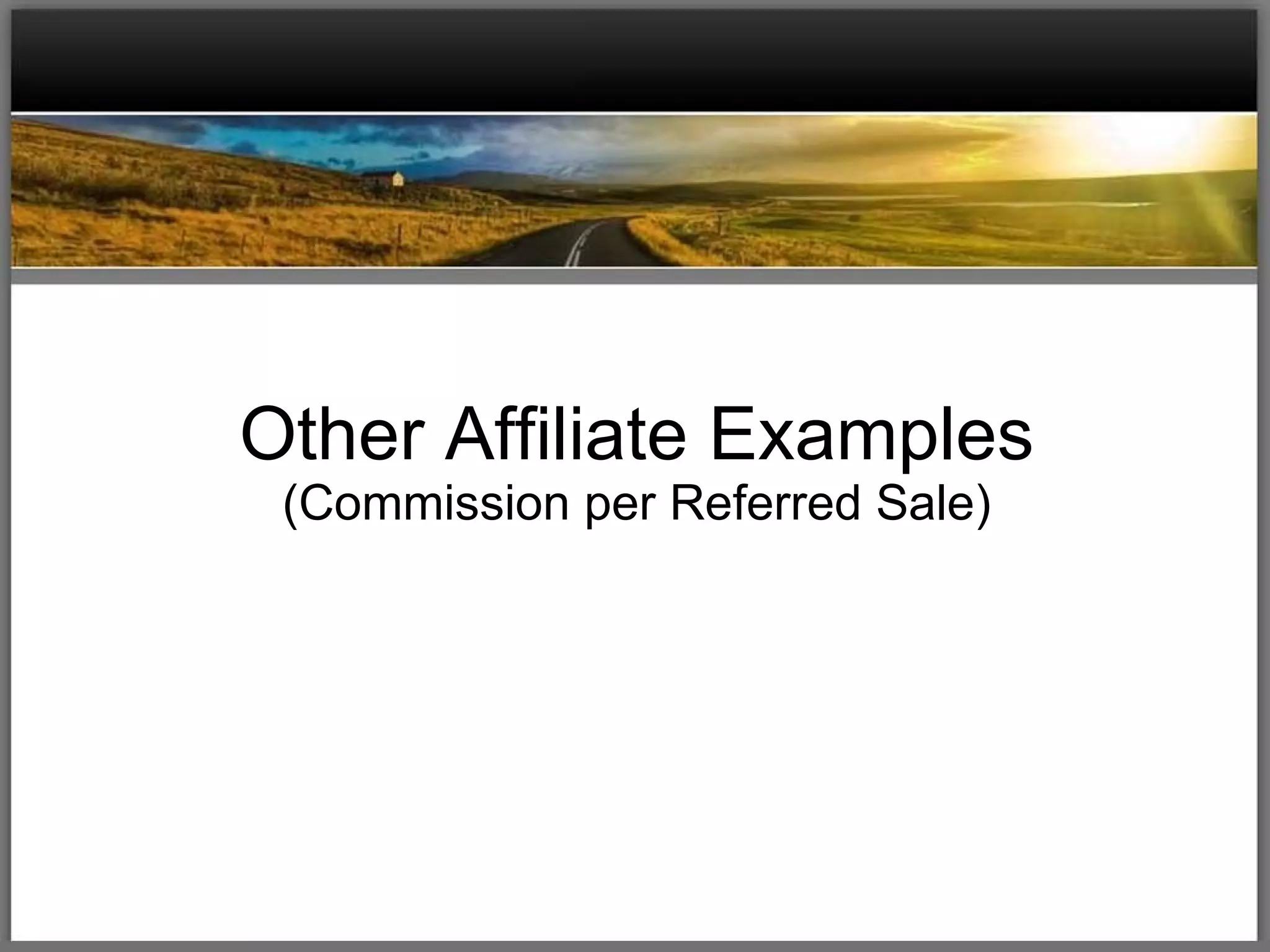 Other Affiliate Examples (Commission per Referred Sale) 