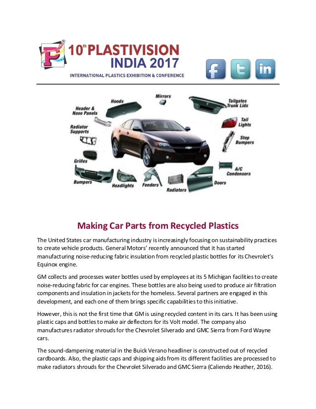 Making car parts from recycled plastics