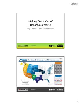 6/12/2018
1
Making Cents Out of
Hazardous Waste
Peg Chandler and Erica Fransen
 
