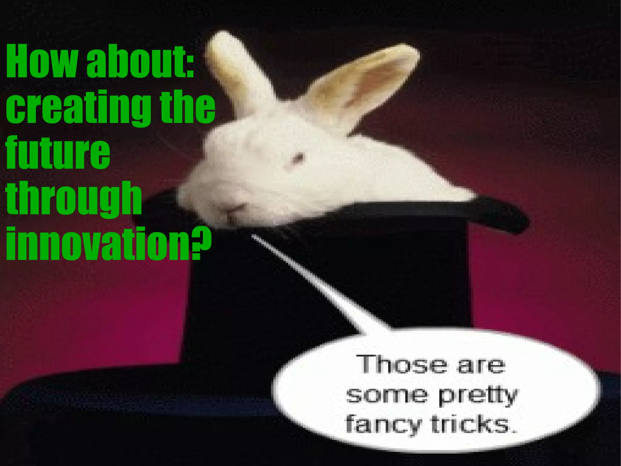 How about:
creating the
future
through
innovation?
 